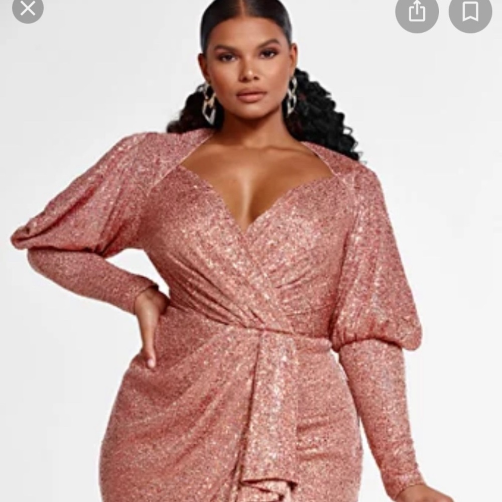 Never worn Pink sequin faux wrap dress